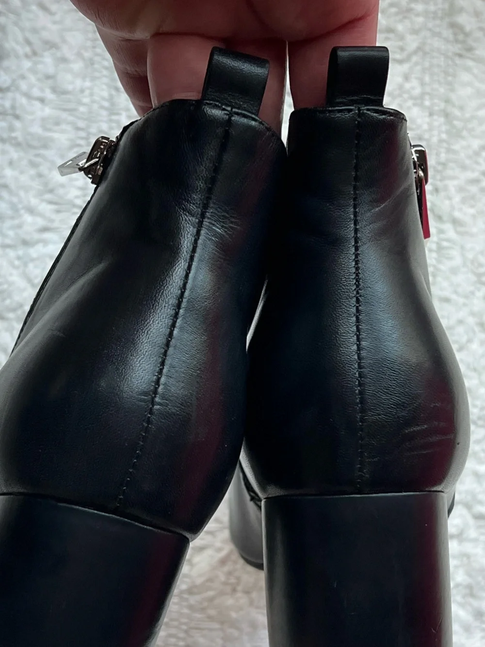 Marc Fisher Black Leather  Pointed Toe Ankle Boot Booties Zipper High Heel 10